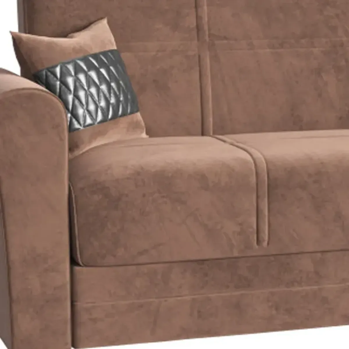 Microfiber Sleeper Sleeper Sofa And Toss Pillows With Silver Legs - Brown