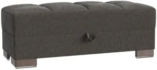 Chenille Tufted Storage Ottoman - Brown / Gray
