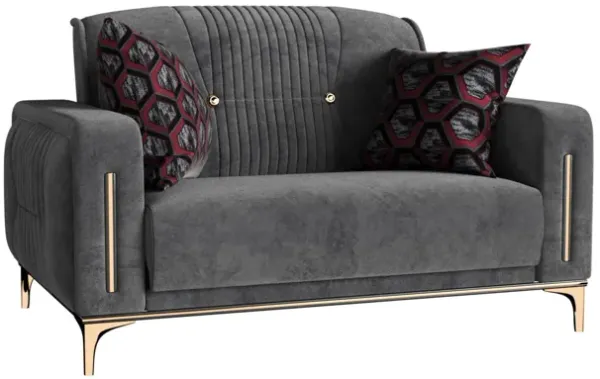 Microfiber Love Seat With Storage - Gray Gold