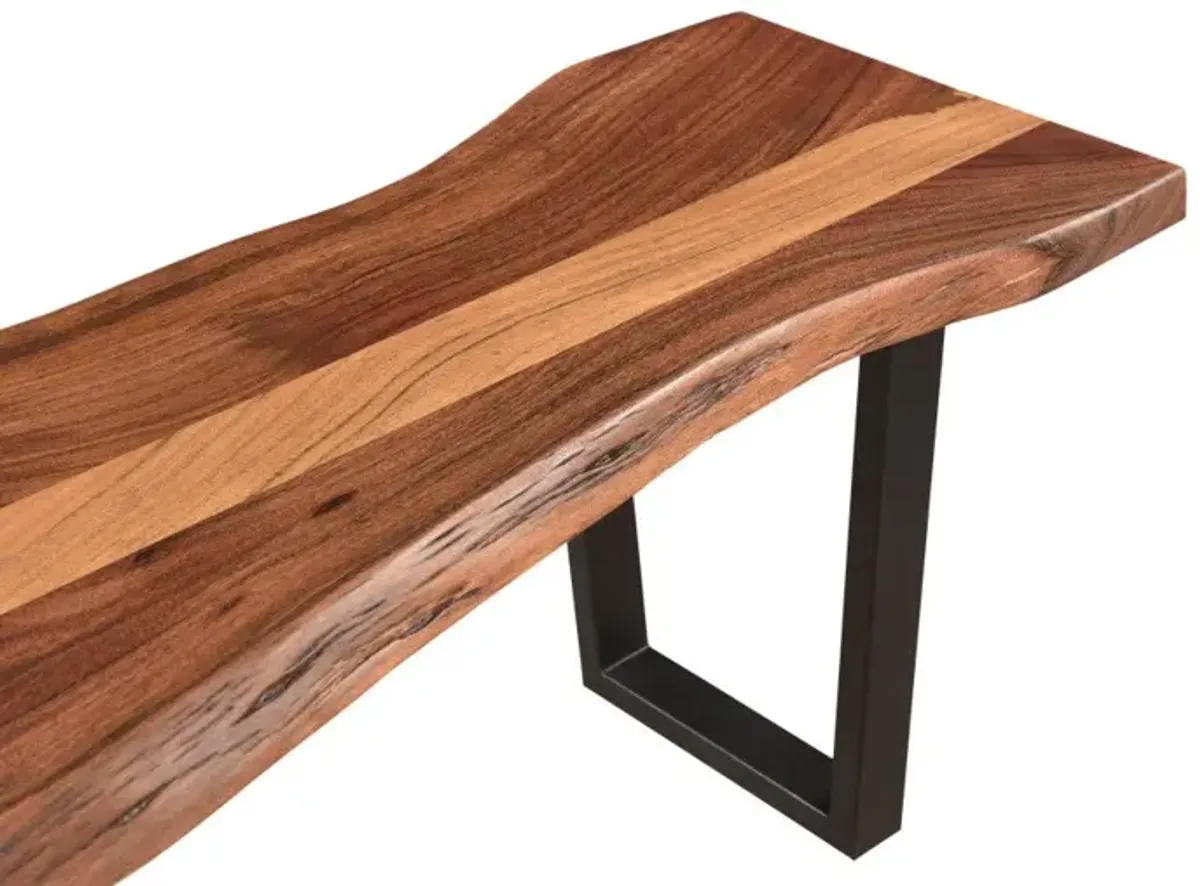 Solid Wooden Dining Bench - Brown / Black