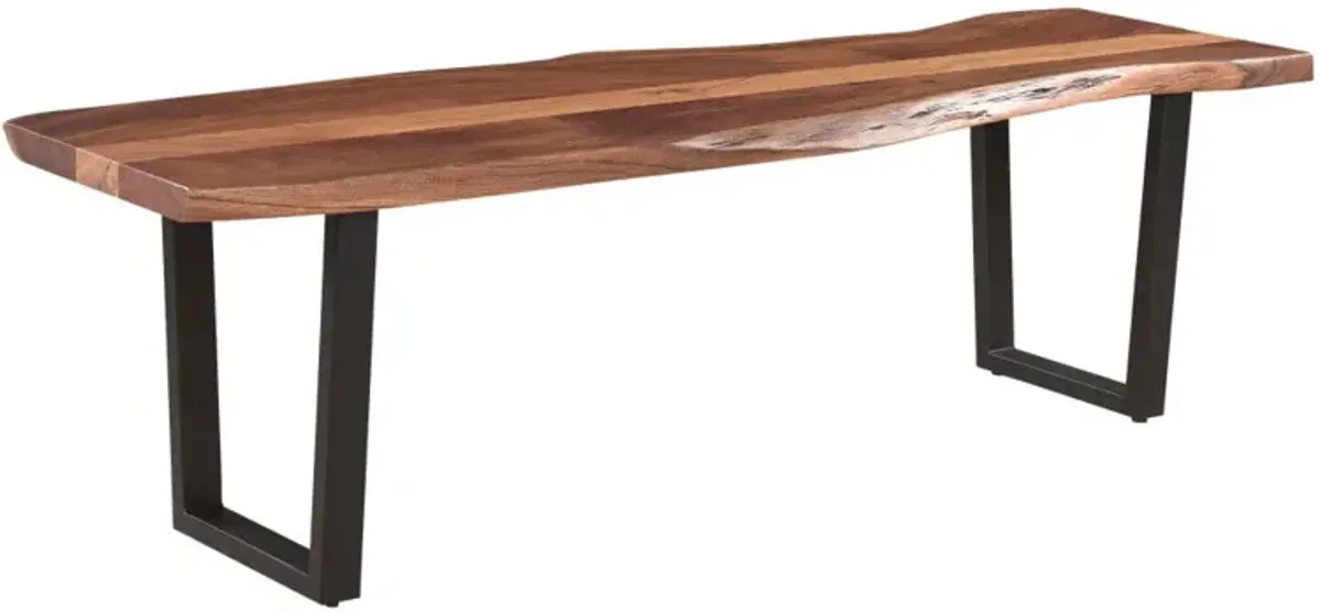 Solid Wooden Dining Bench - Brown / Black