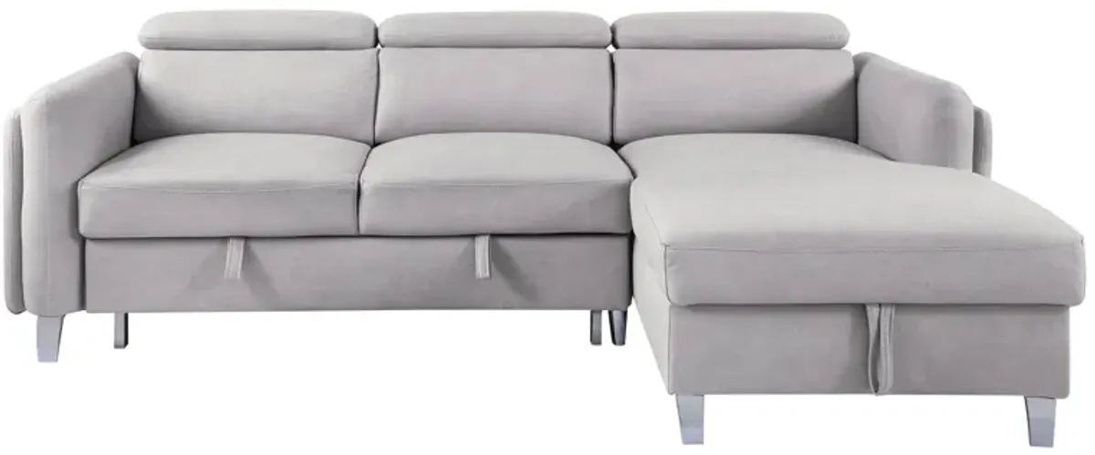 Leather Sleeper L Shaped Two Piece Sofa And Chaise - Beige