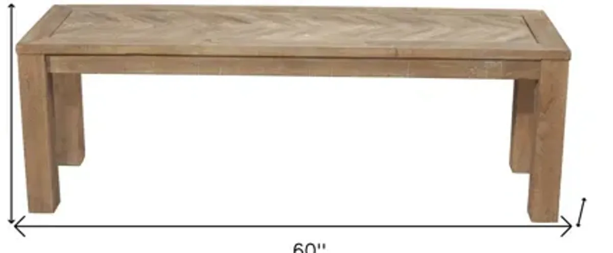 Distressed Solid Wood Dining Bench - Natural