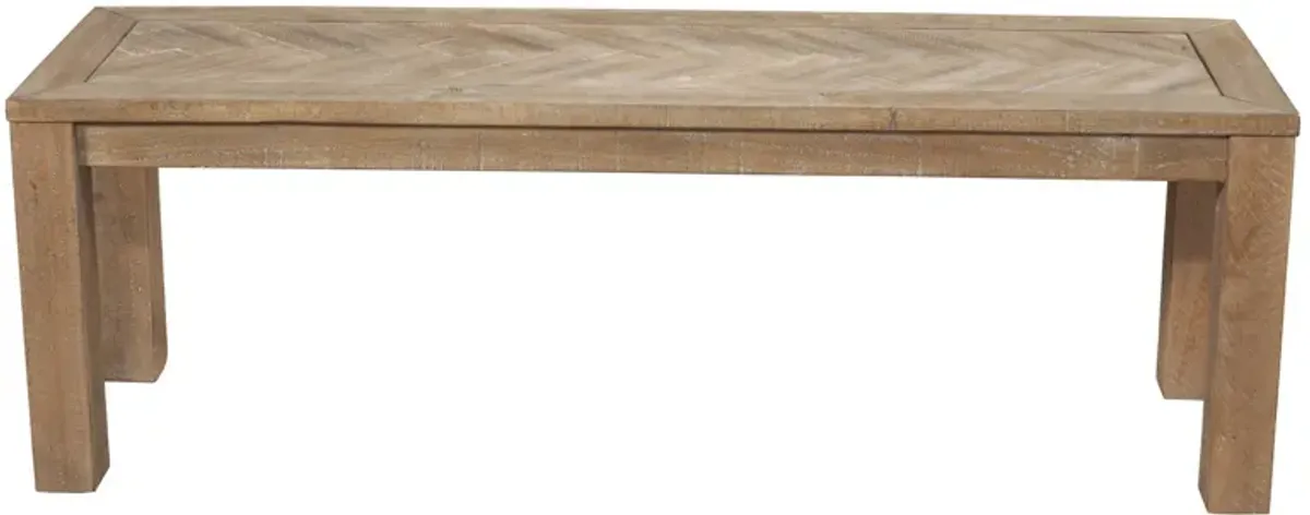 Distressed Solid Wood Dining Bench - Natural