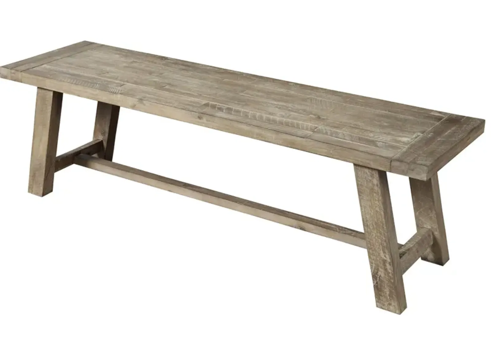 Distressed Solid Wood Dining Bench - Natural / Brown