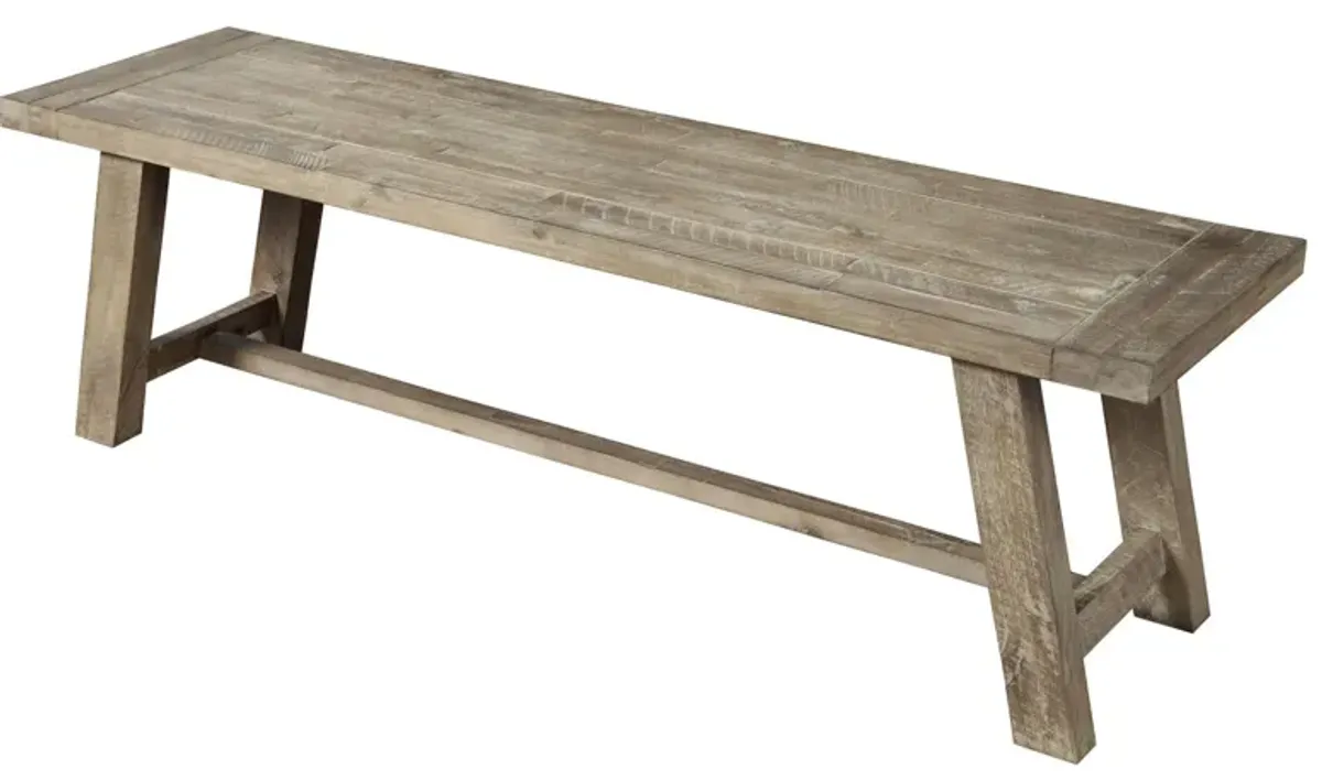 Distressed Solid Wood Dining Bench - Natural / Brown