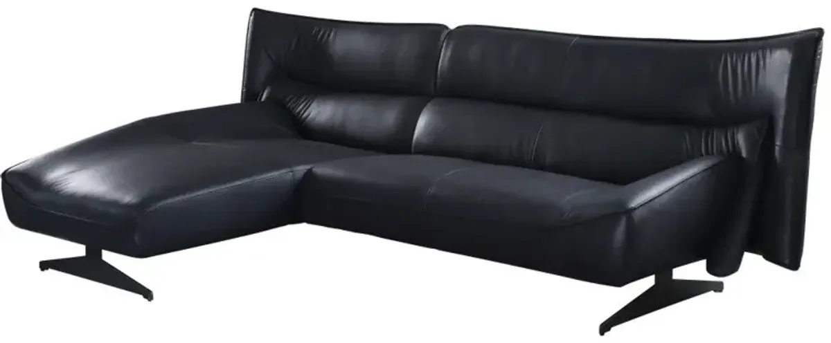 Top Grain Leather L Shaped Two Piece Sofa And Chaise Sectional - Dark Gray