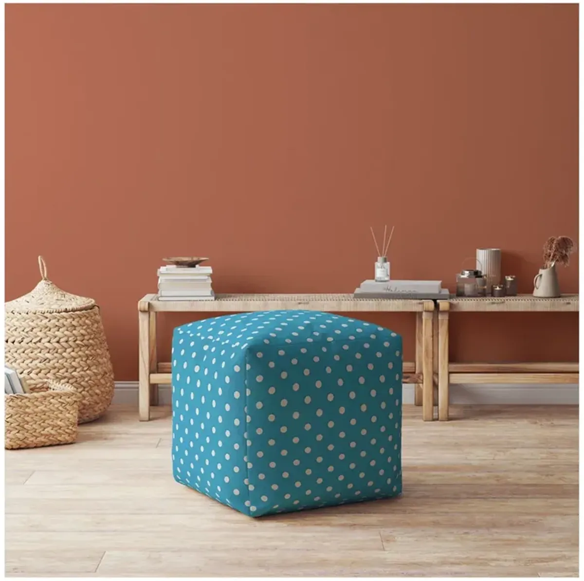 Polka Dots, Pouf Ottoman - Blue