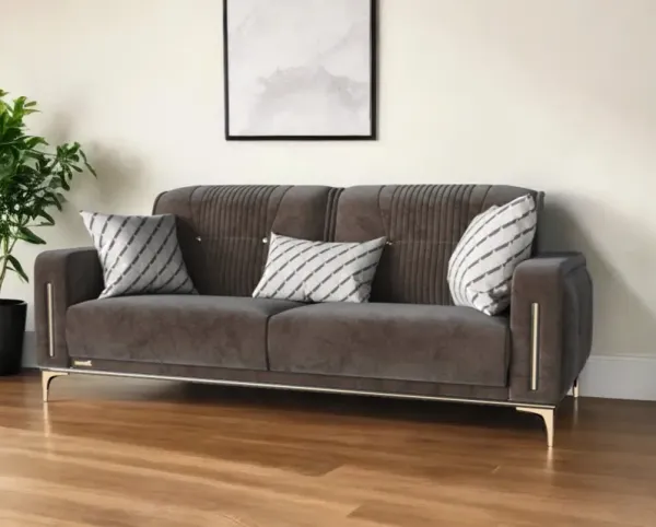 Microfiber Sleeper Sofa And Toss Pillows - Brown