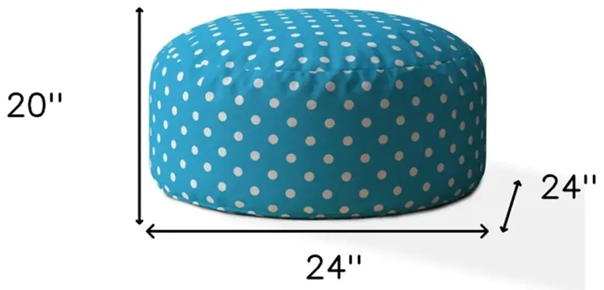 Cotton, Round Polka Dots Pouf Ottoman - Blue