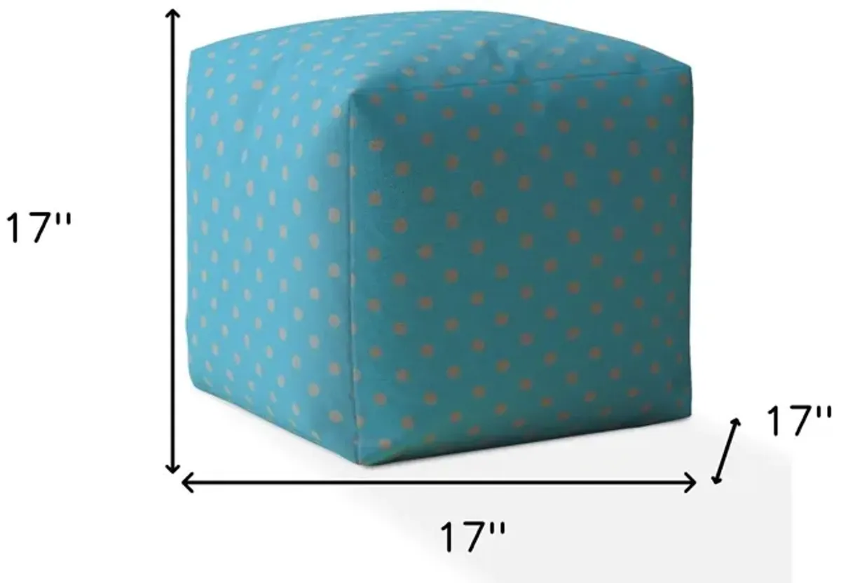 Cotton Polka Dots Pouf Ottoman - Blue