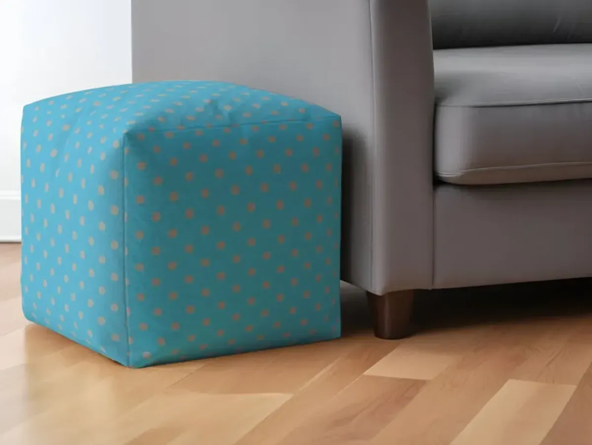 Cotton Polka Dots Pouf Ottoman - Blue