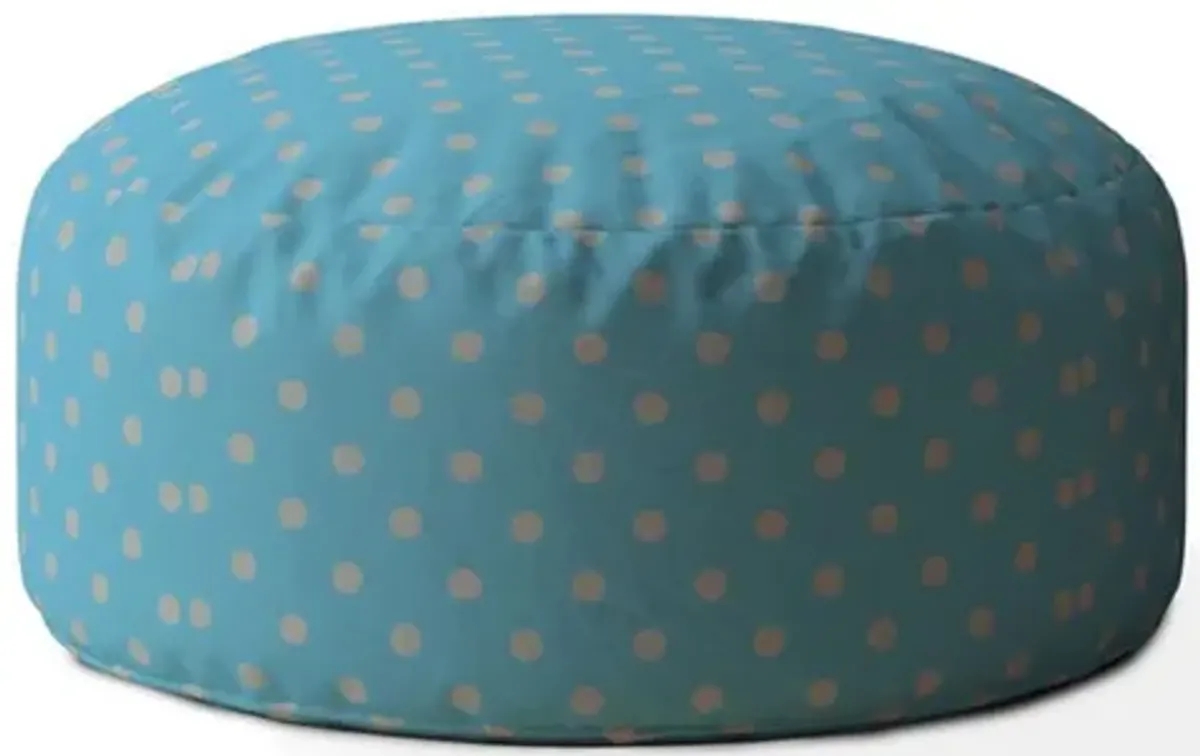 Cotton Round Polka Dots Pouf Ottoman - Blue