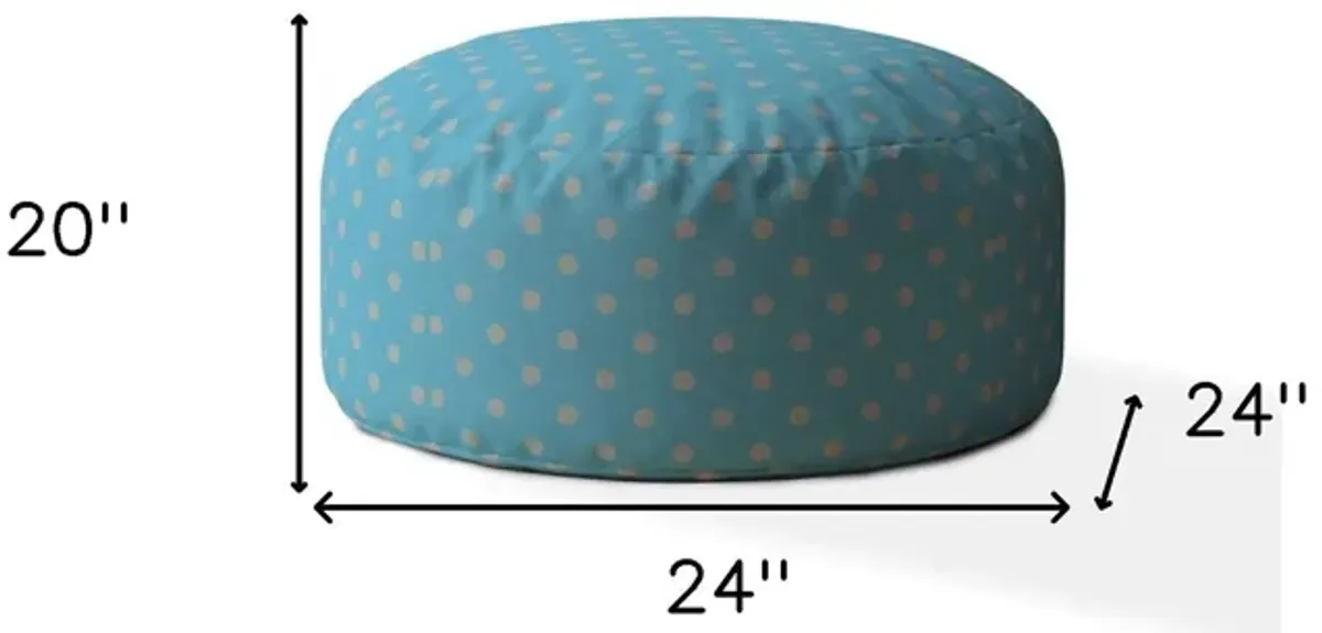 Cotton Round Polka Dots Pouf Ottoman - Blue