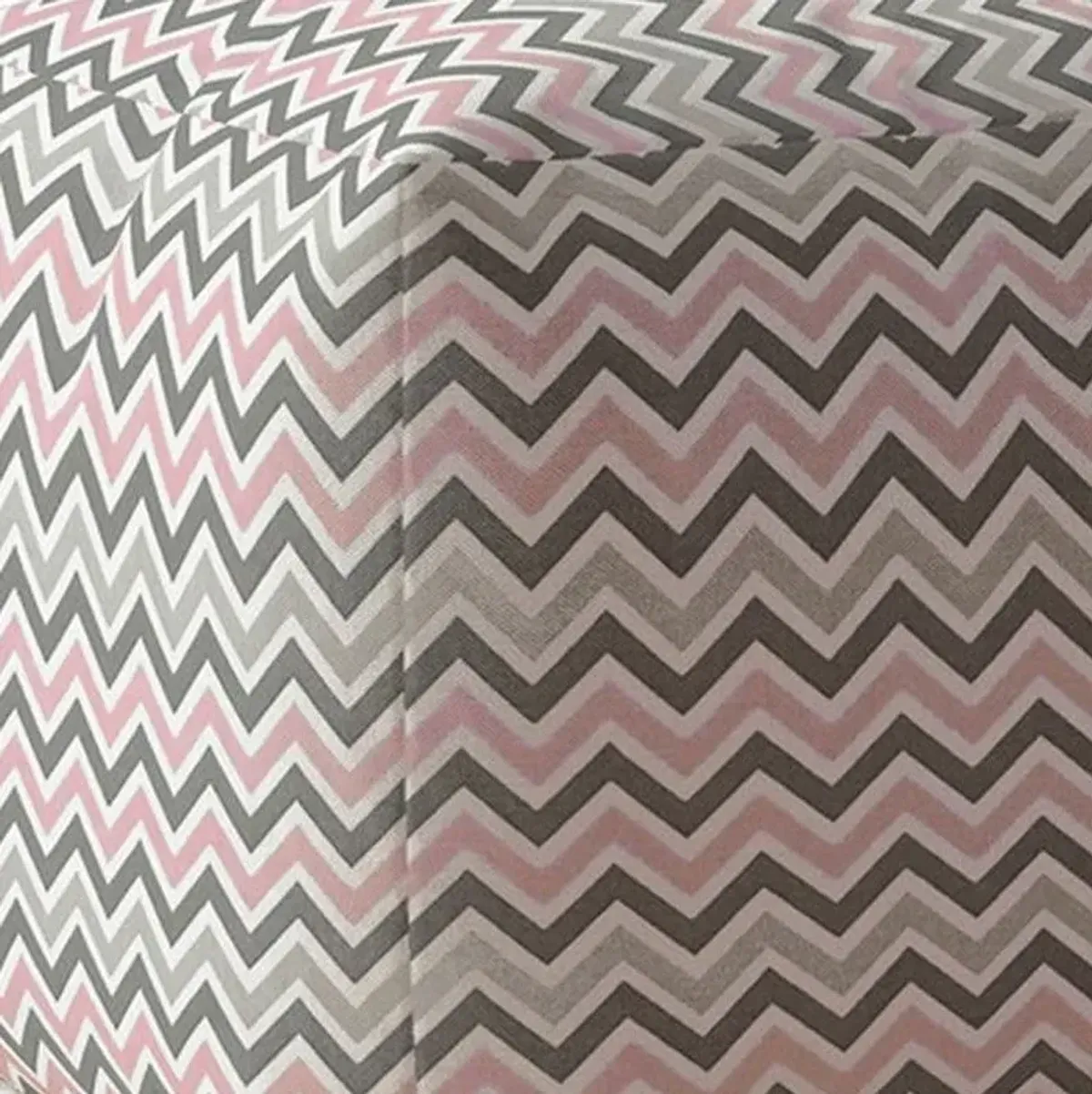 Twill Chevron Pouf Ottoman - Gray