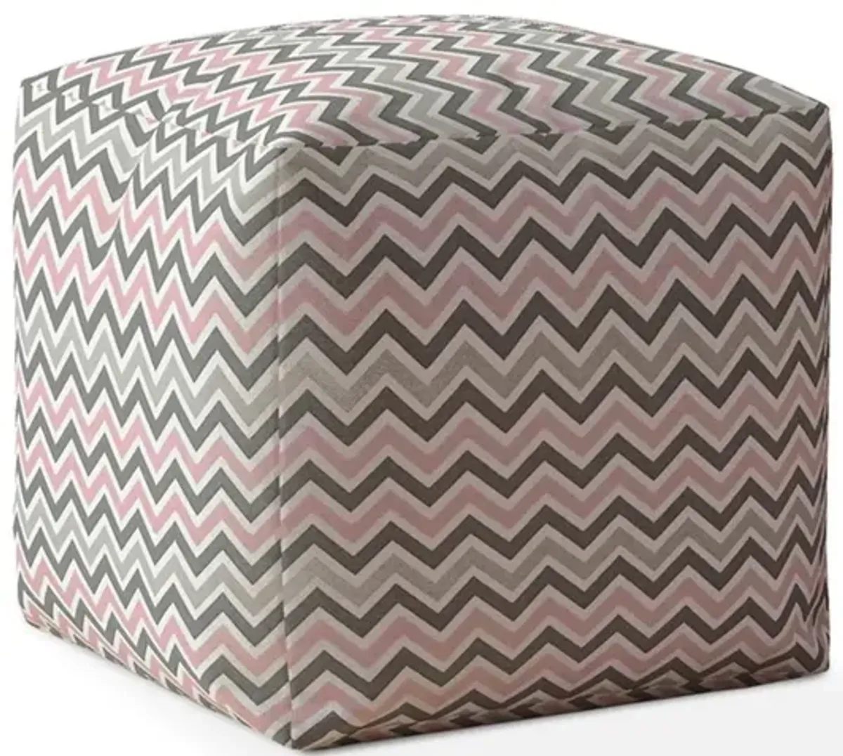 Twill Chevron Pouf Ottoman - Gray