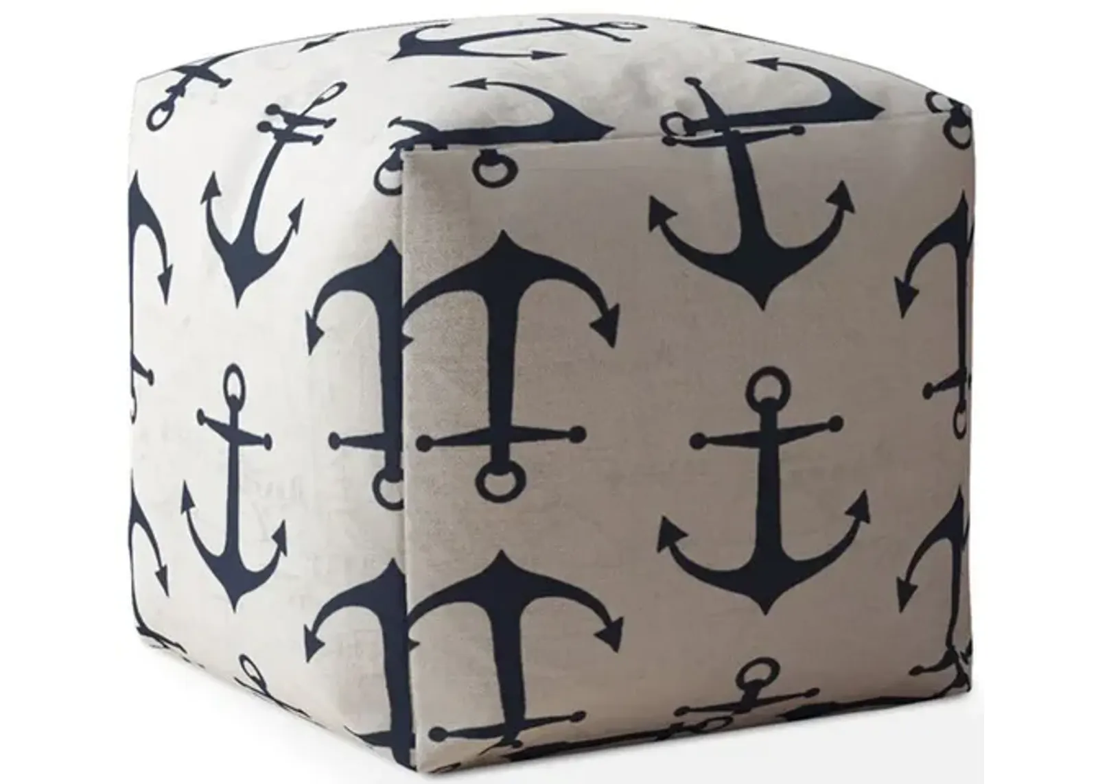 Canvas Anchor Pouf Cover - Blue