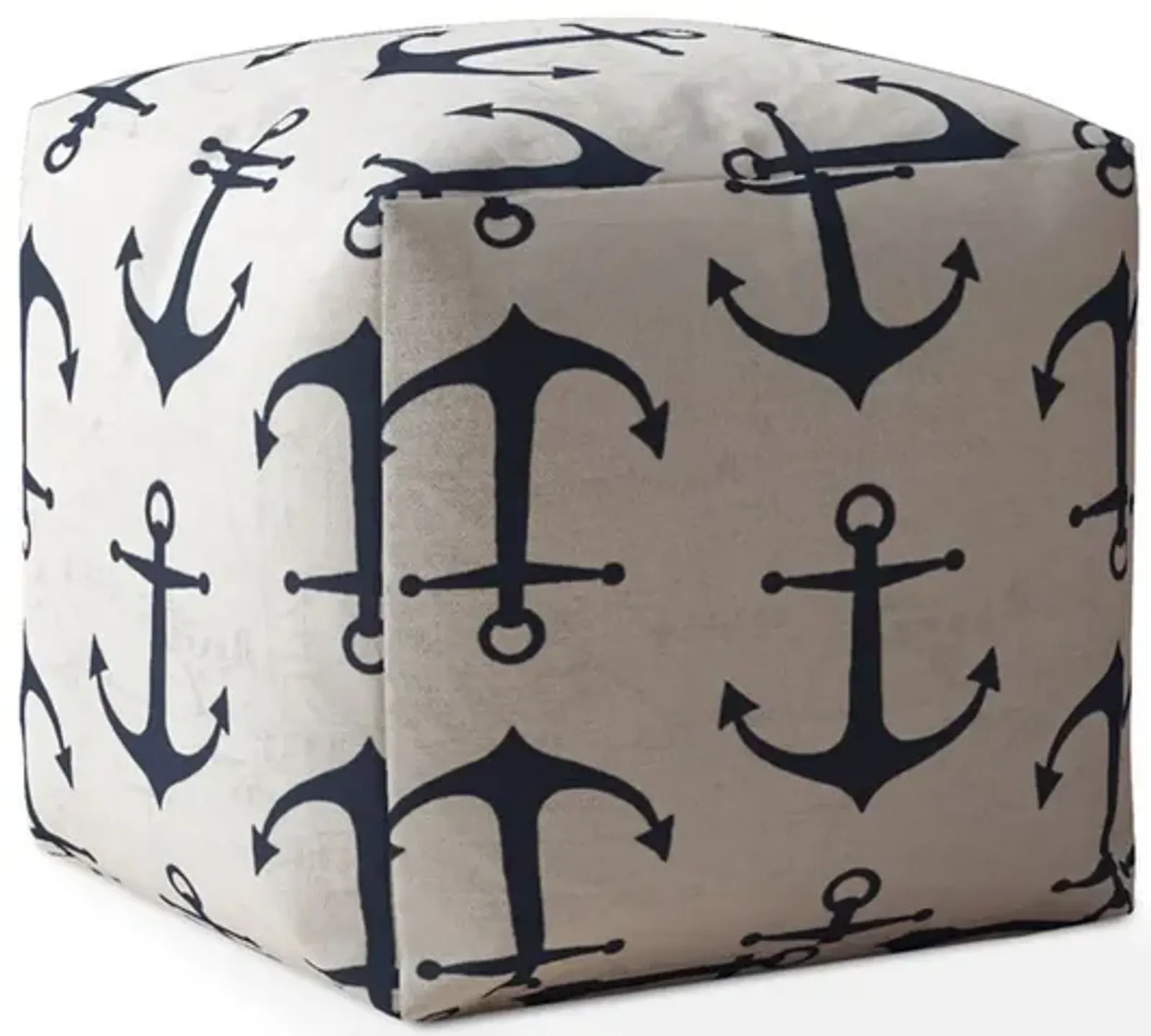 Canvas Anchor Pouf Cover - Blue