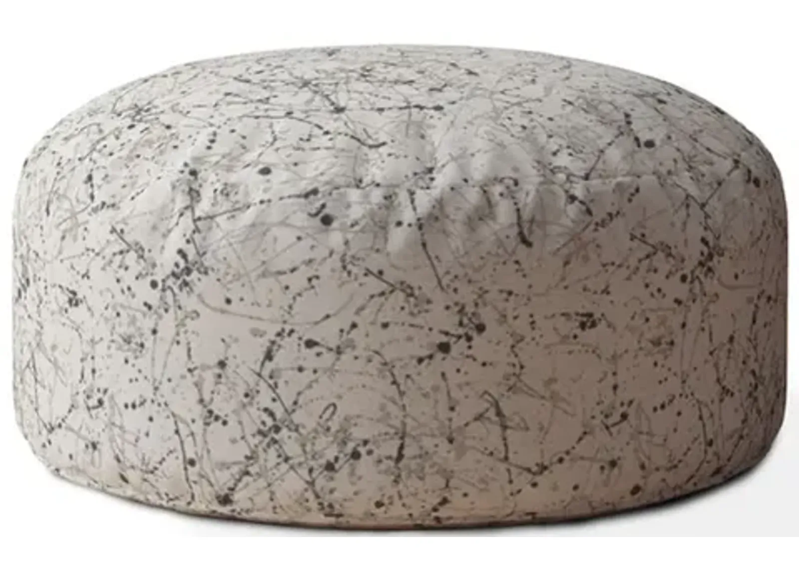 Round Abstract Pouf Cover - Beige