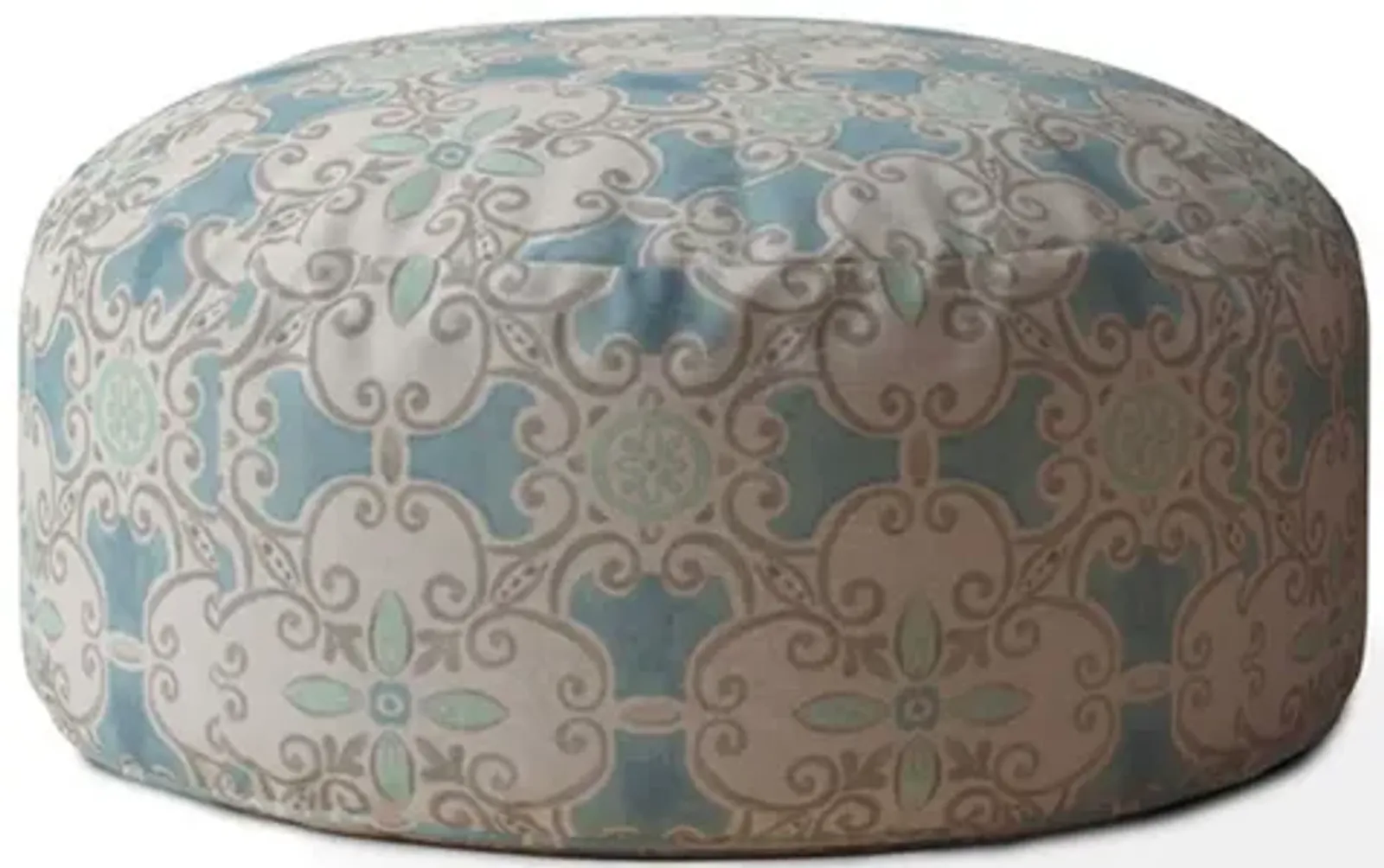 Cotton Round Ikat Pouf Cover - Blue