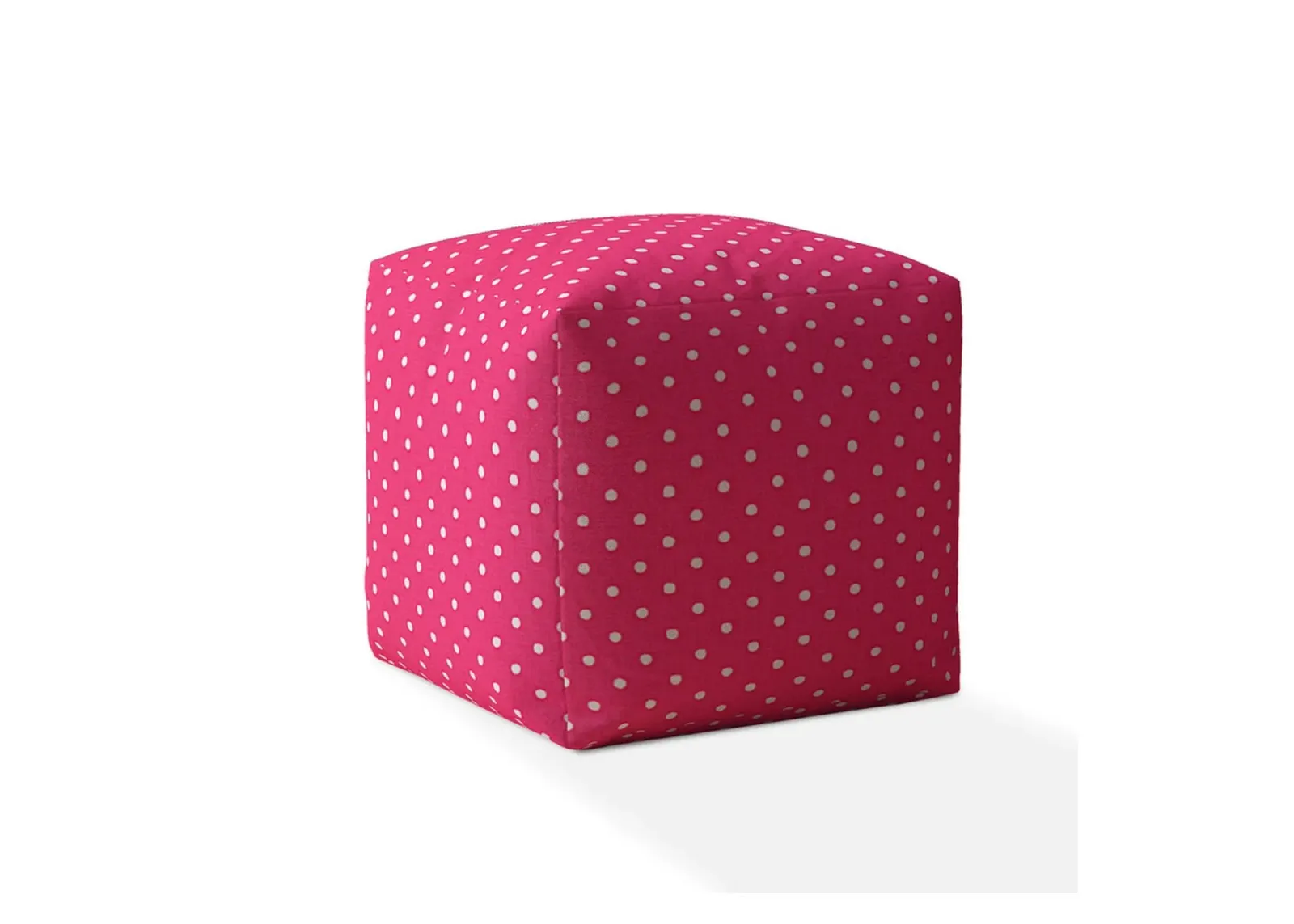 Cotton Polka Dots Pouf Cover - Pink / White