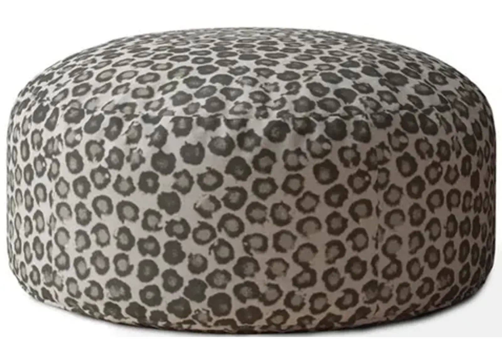 Round, Abstract Pouf Cover - Beige