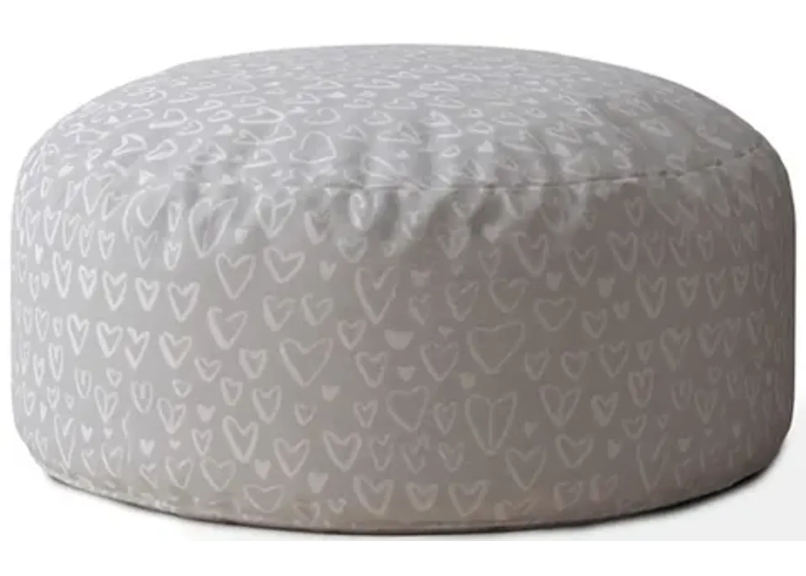 Cotton Round, Abstract Pouf Cover - Gray