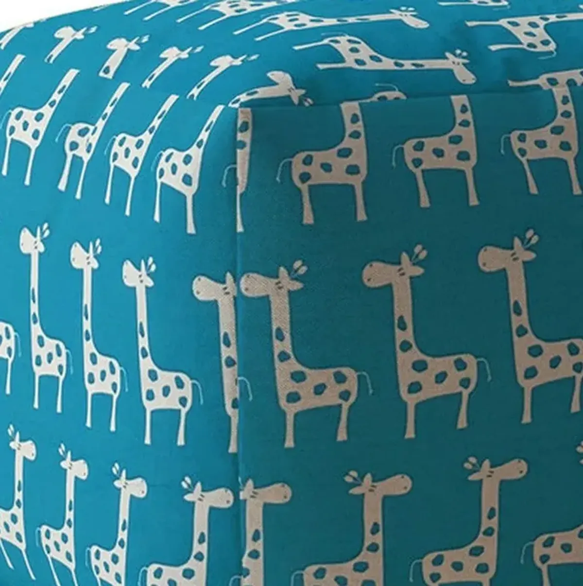 Cotton Giraffe Pouf Cover - Blue / White