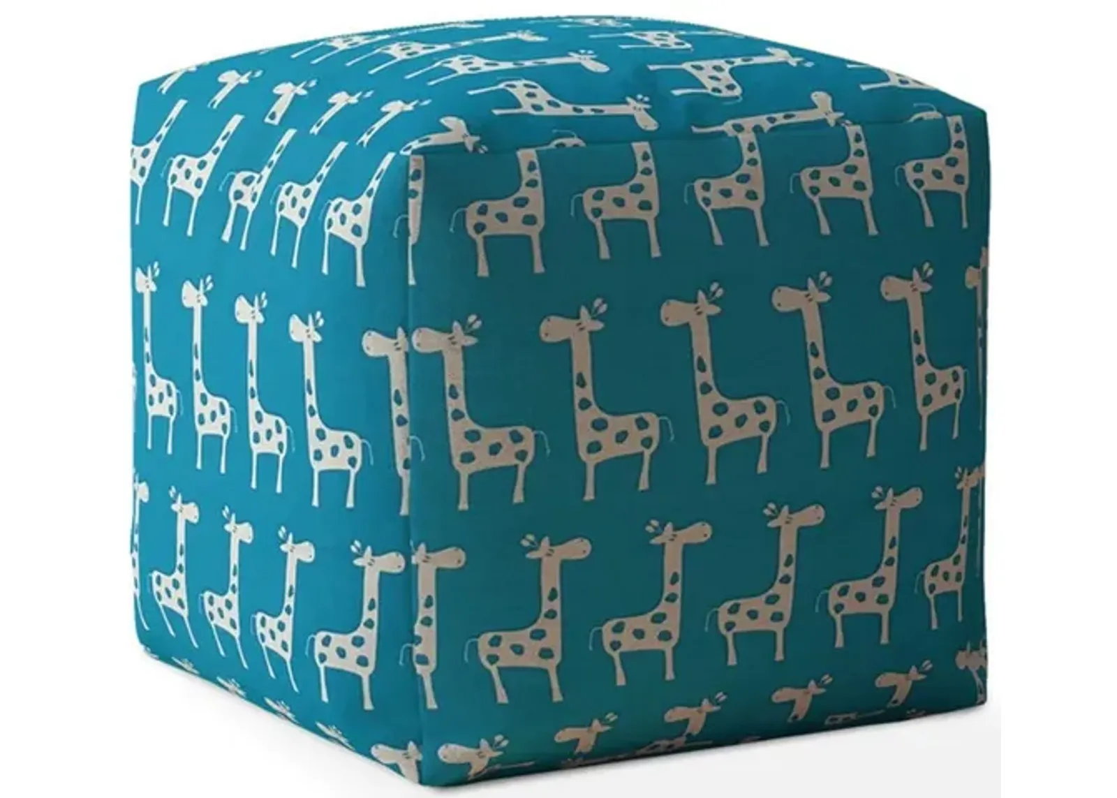 Cotton Giraffe Pouf Cover - Blue / White