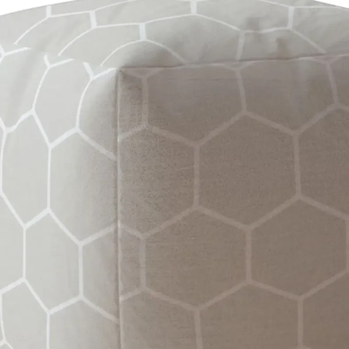 Cotton Geometric Pouf Cover - Gray