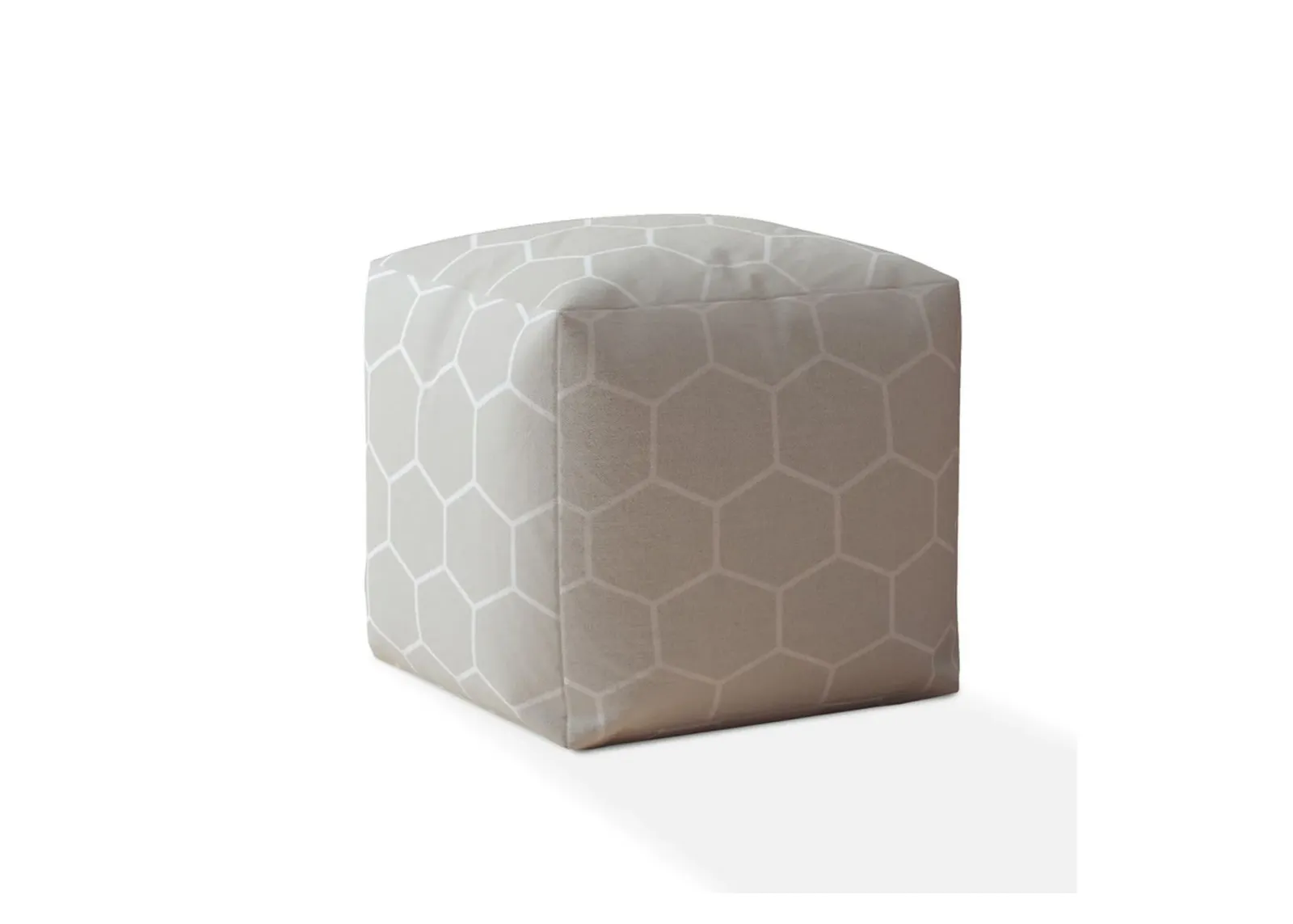 Cotton Geometric Pouf Cover - Gray