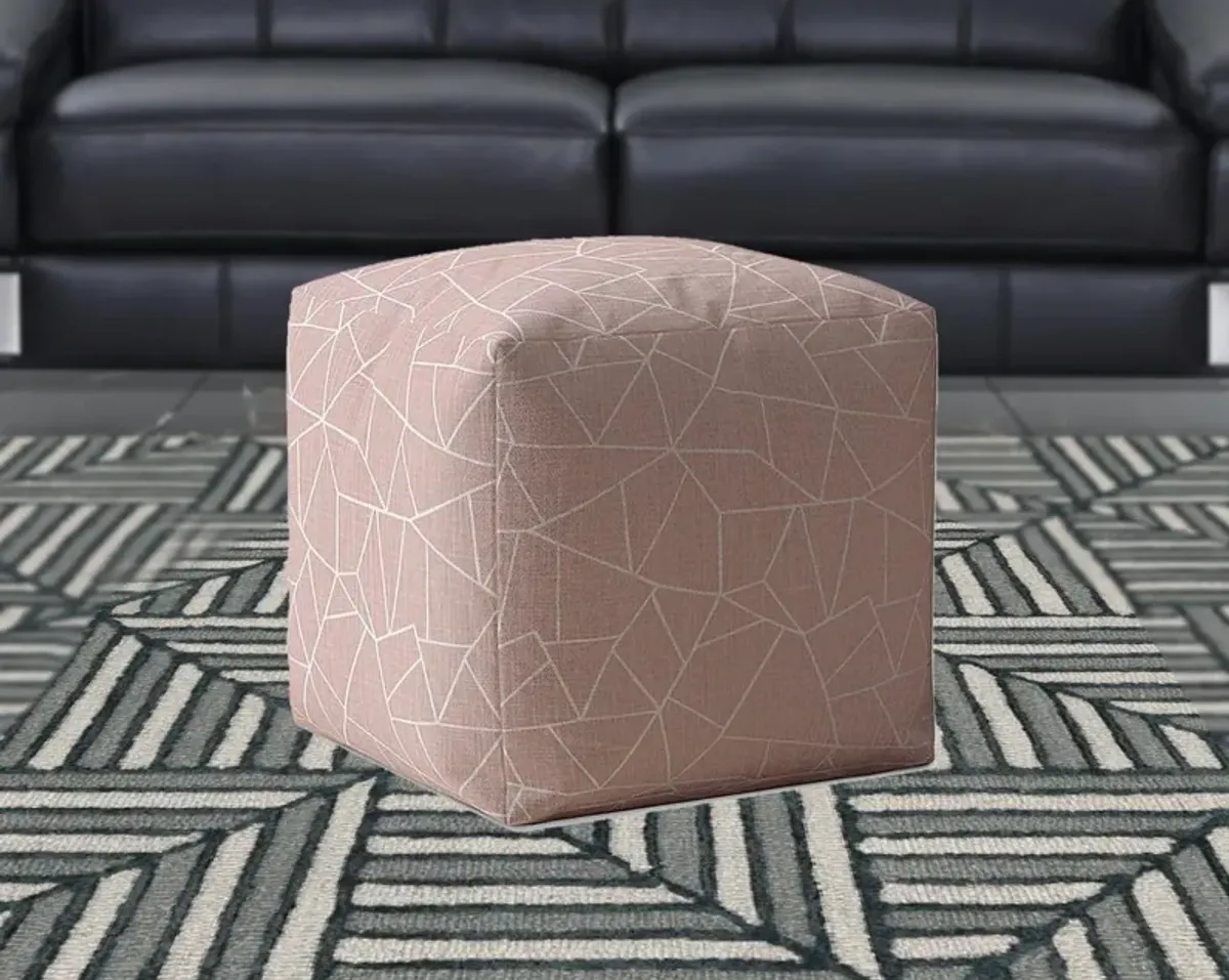 Canvas Geometric Pouf Cover - Pink