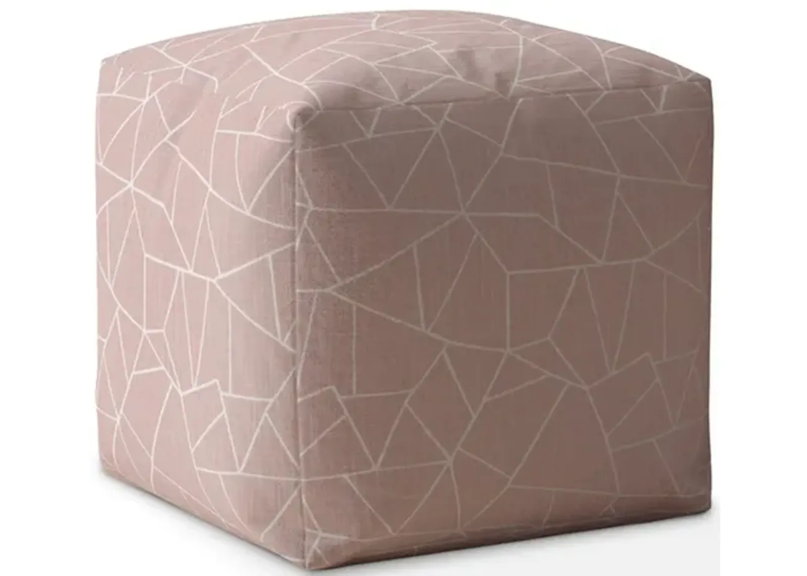 Canvas Geometric Pouf Cover - Pink