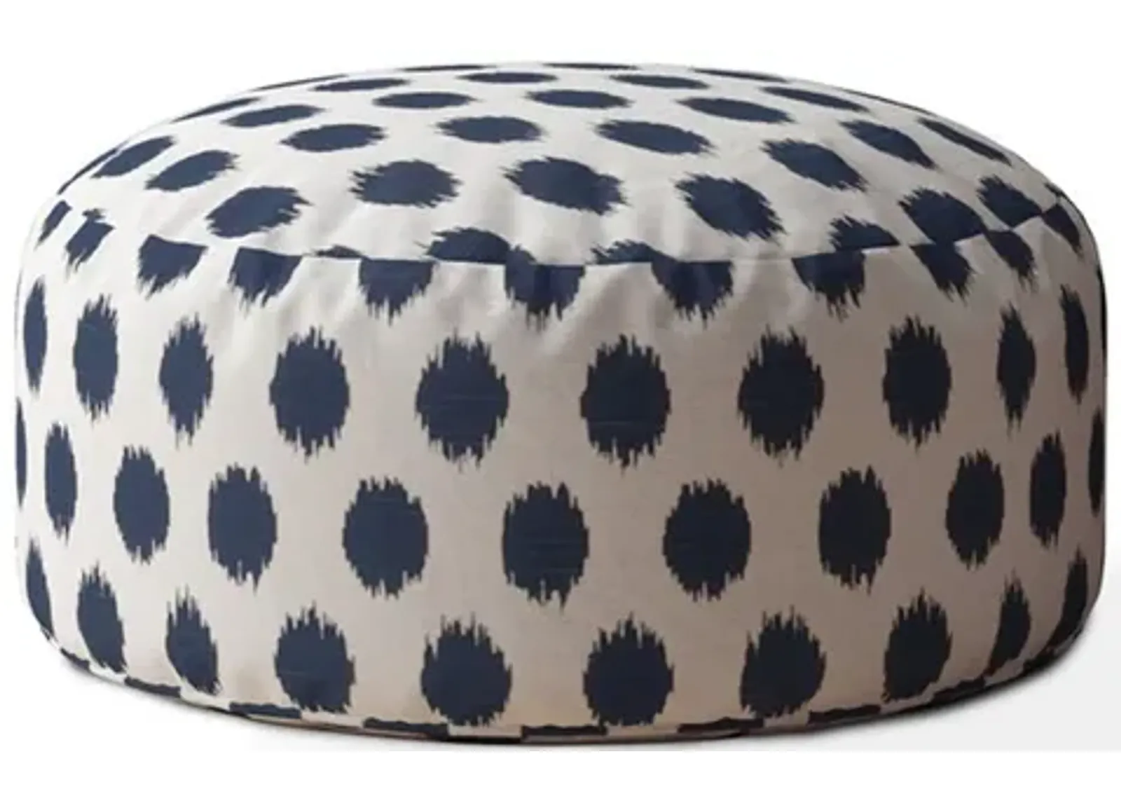 Canvas, Round Polka Dots Pouf Cover - Blue / White