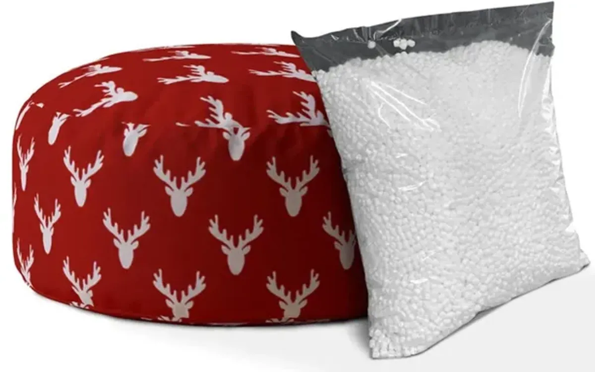 Cotton Round, Stag Pouf Cover - Red / White