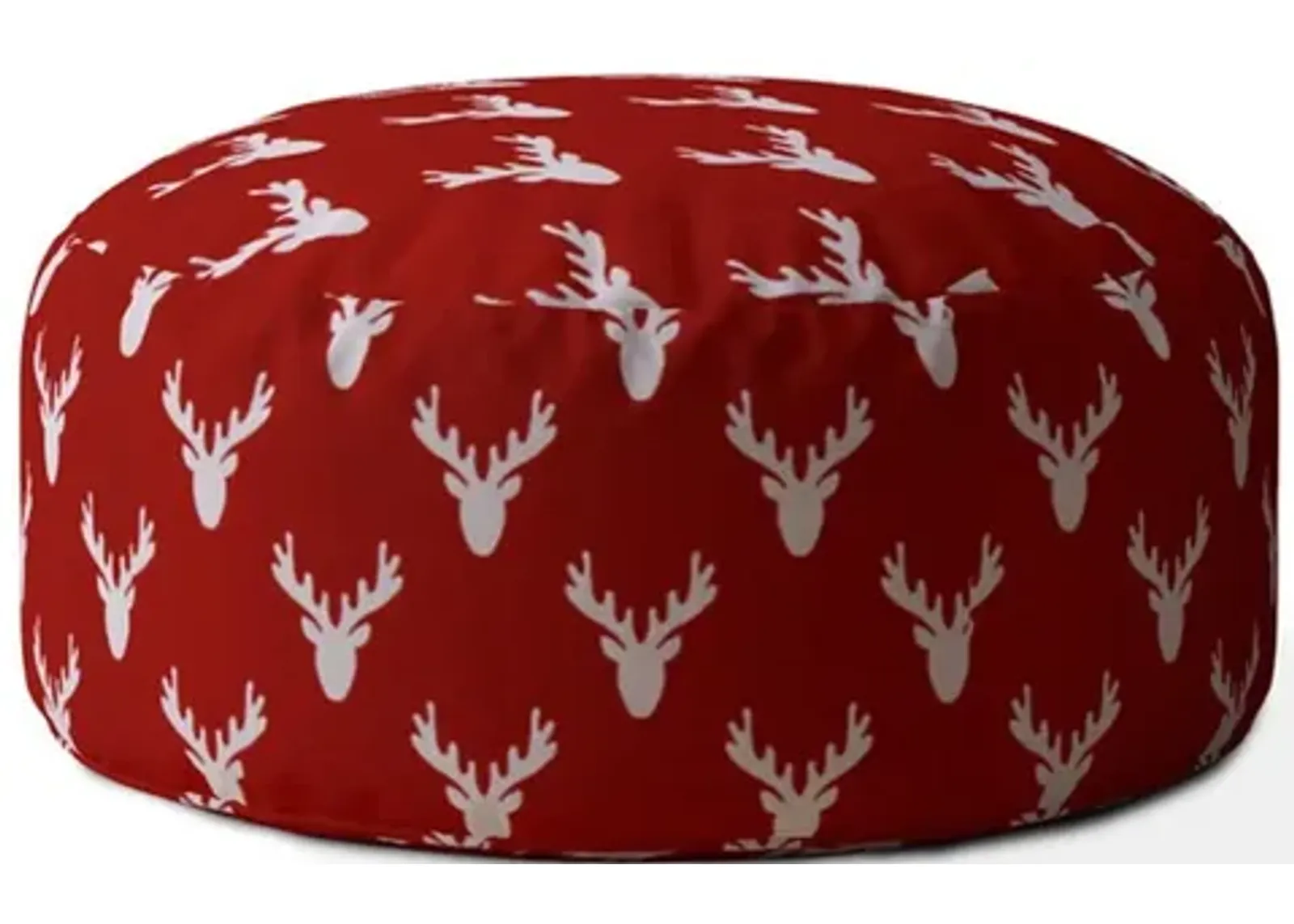 Cotton Round, Stag Pouf Cover - Red / White