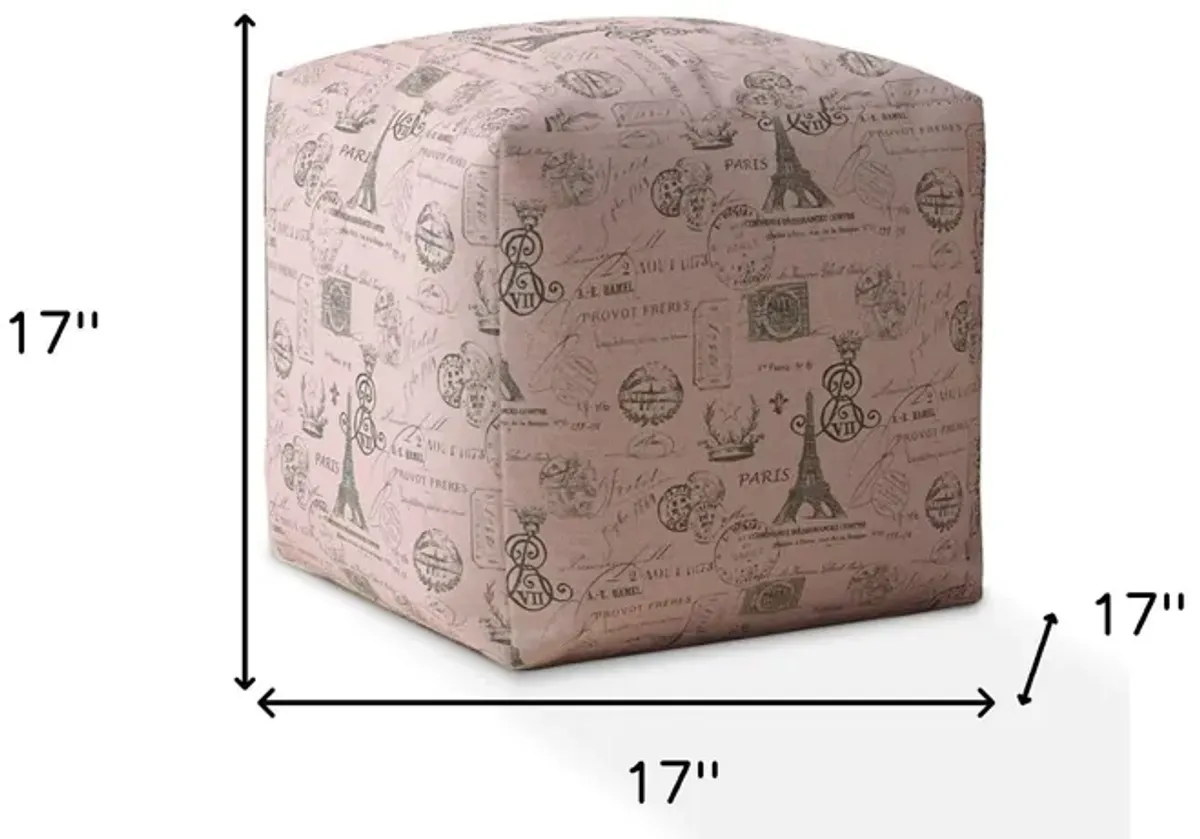 Twill Paris Pouf Cover - Pink