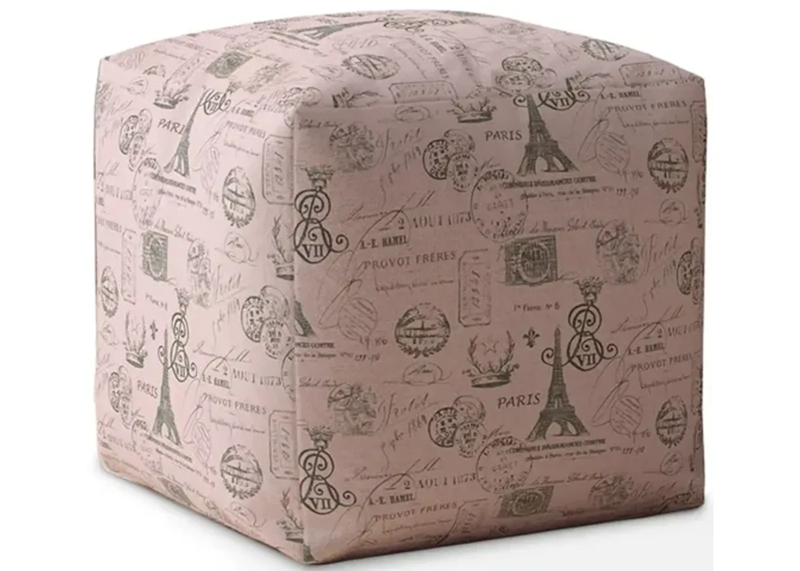 Twill Paris Pouf Cover - Pink