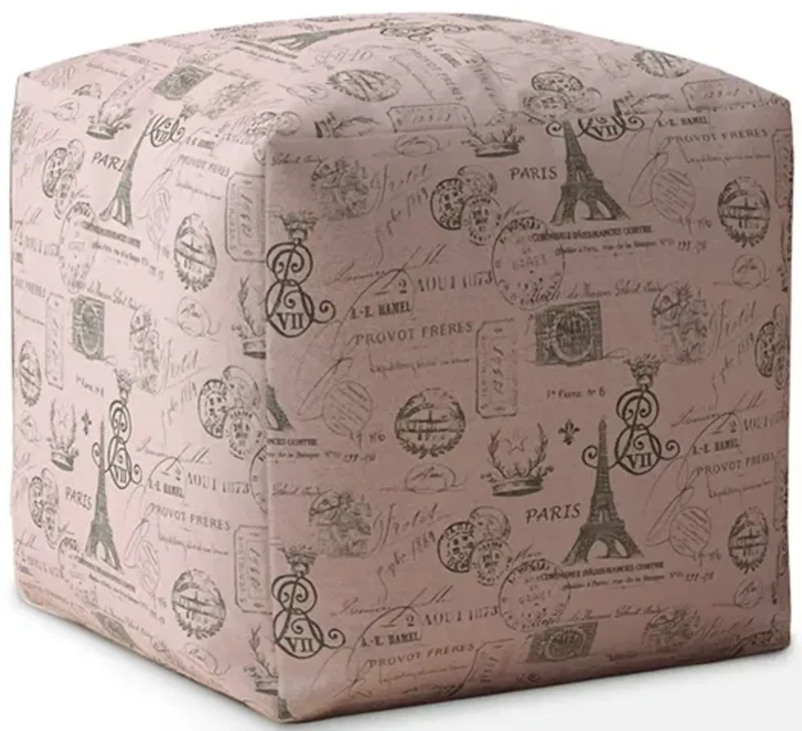 Twill Paris Pouf Cover - Pink