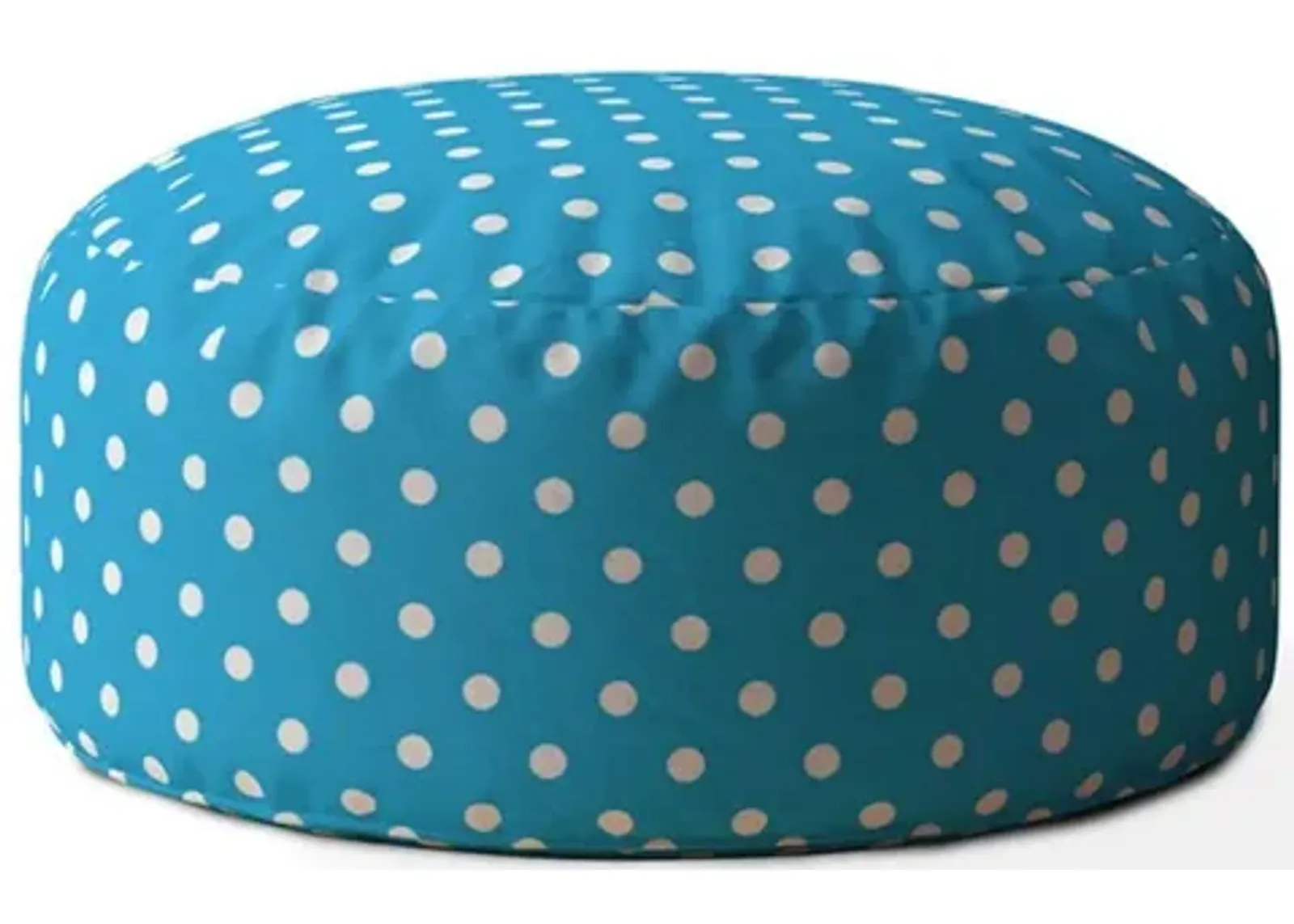 Cotton Round Polka Dots Pouf Cover - Blue / White