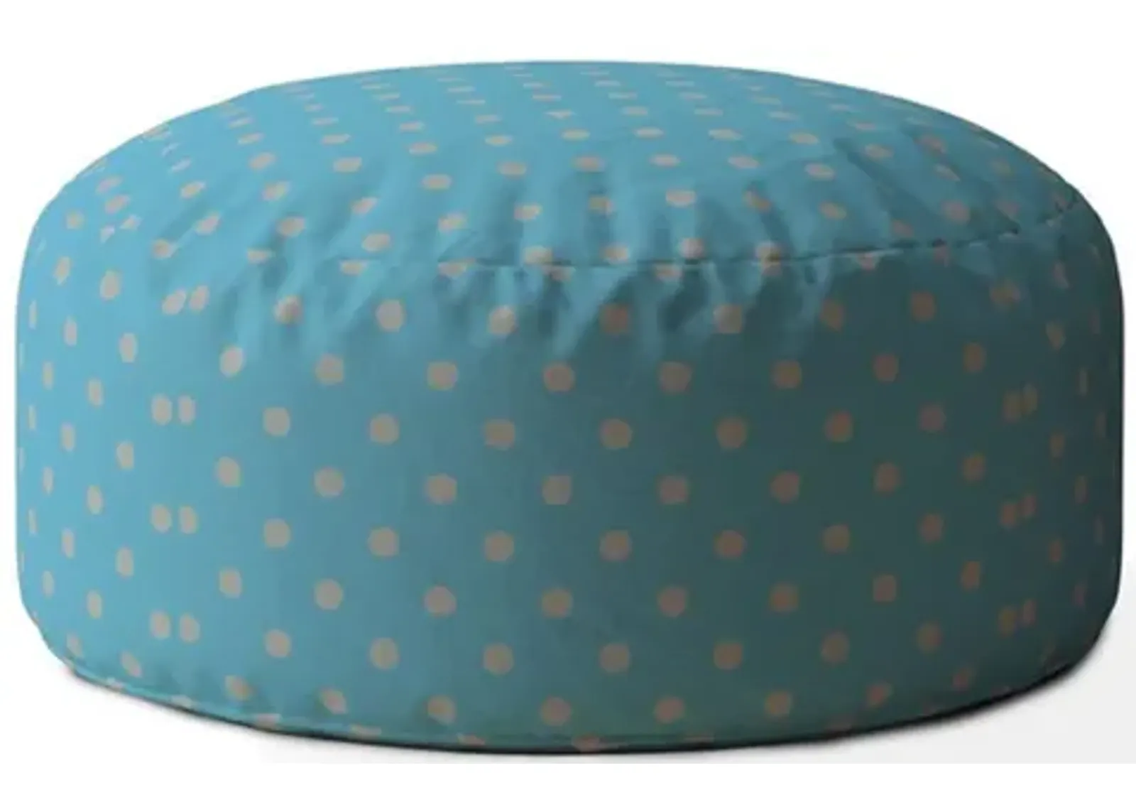 Cotton Round Polka Dots Pouf Cover - Blue / Gray