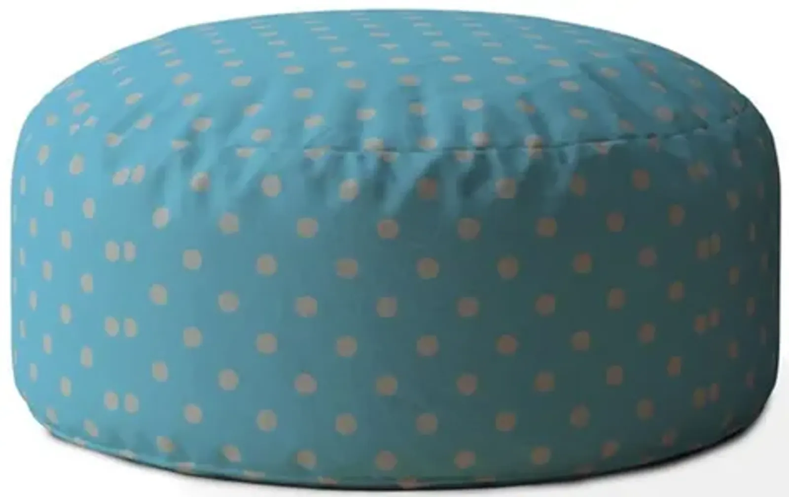 Cotton Round Polka Dots Pouf Cover - Blue / Gray