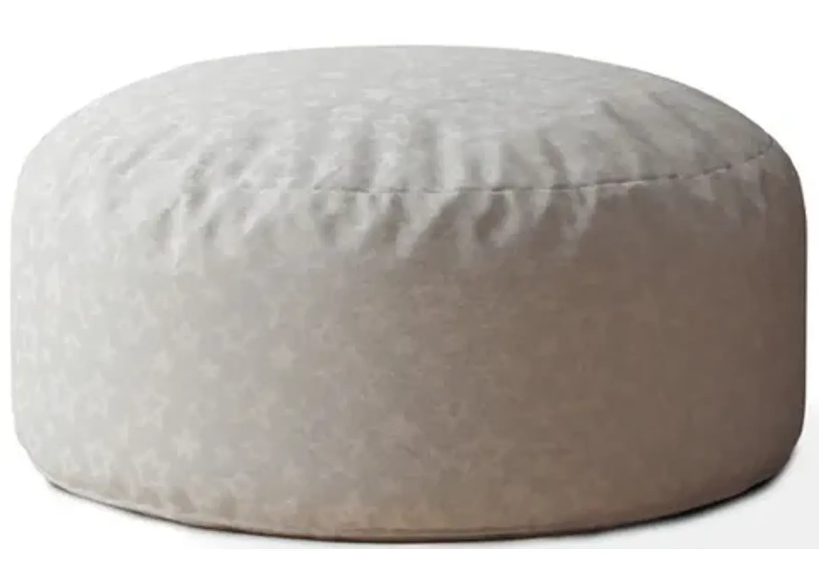 Cotton Round Abstract Pouf Cover - Gray