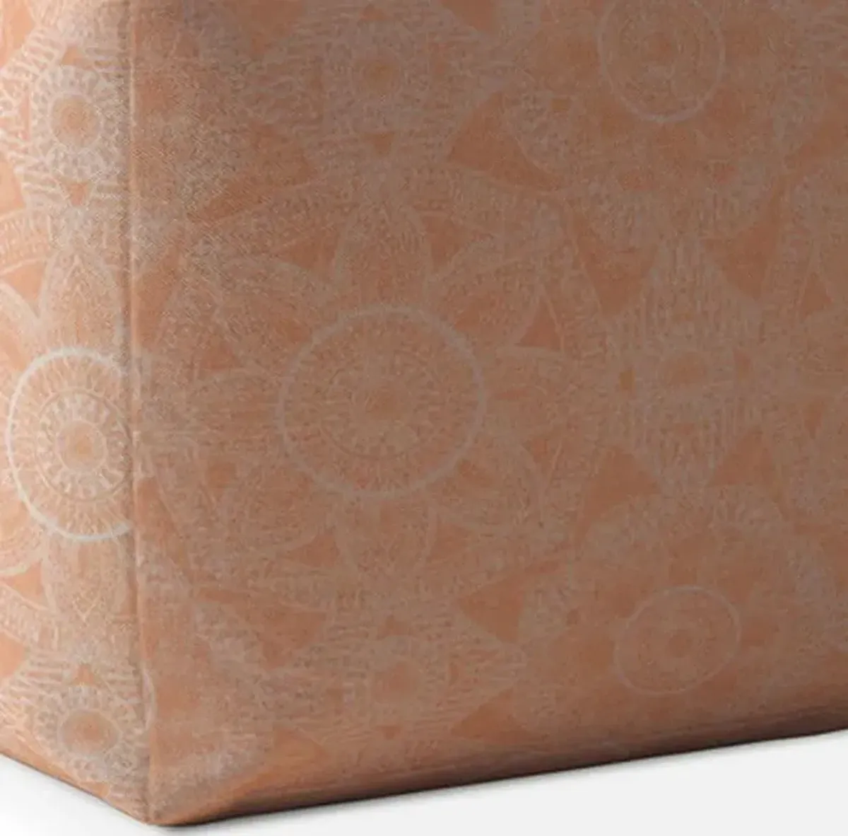 Cotton Floral Pouf Cover - Orange