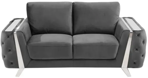 Velvet Loveseat - Dark Gray / Silver
