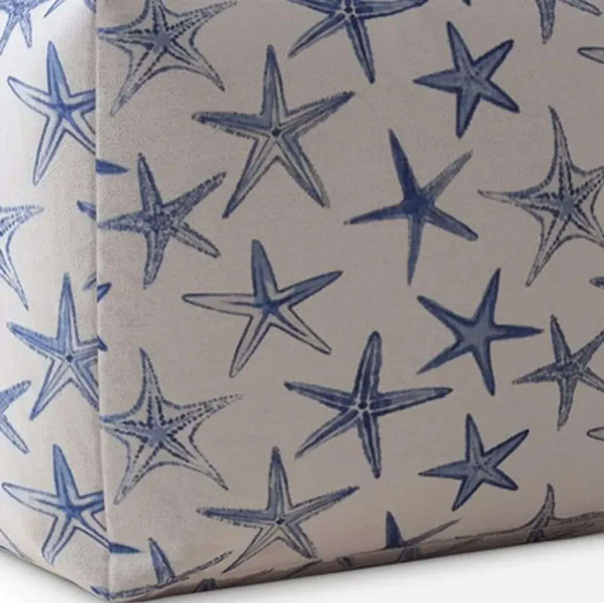 Canvas Stars Pouf Ottoman - Blue / White