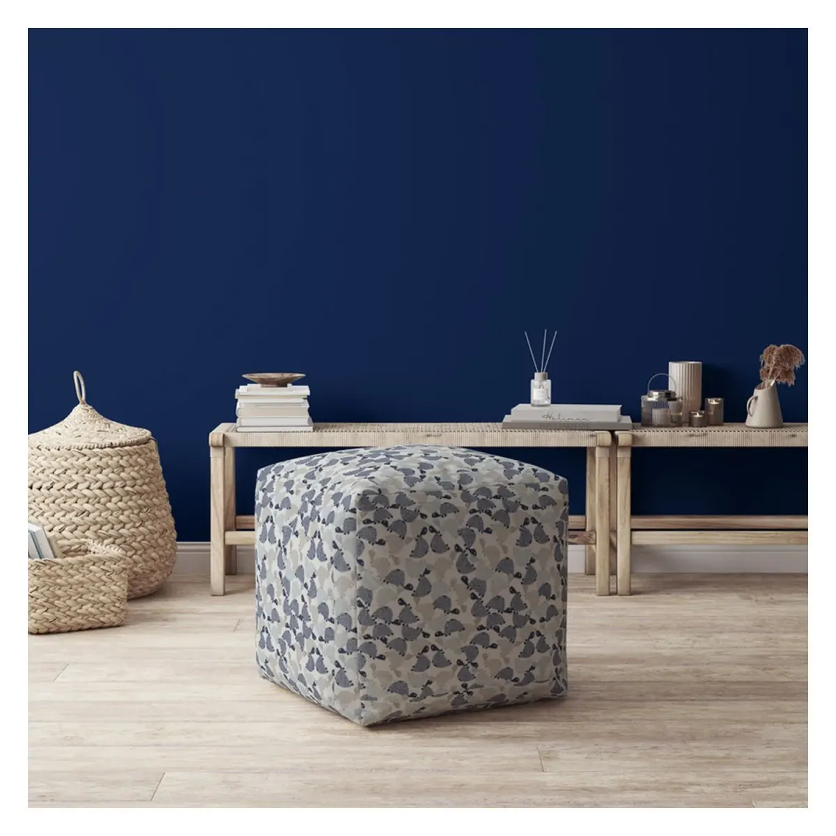 Cotton Turtle Pouf Ottoman - Beige