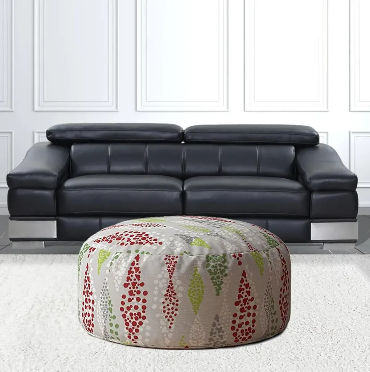 Cotton Round, Polka Dots Pouf Cover - Green