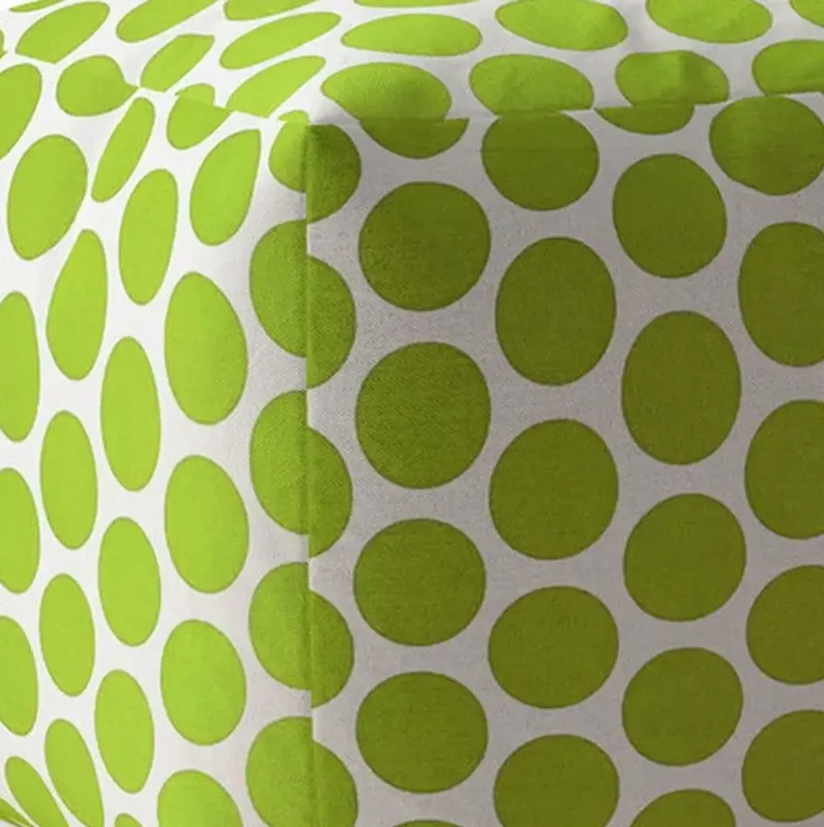 Cotton Polka Dots Pouf Cover - Green / White