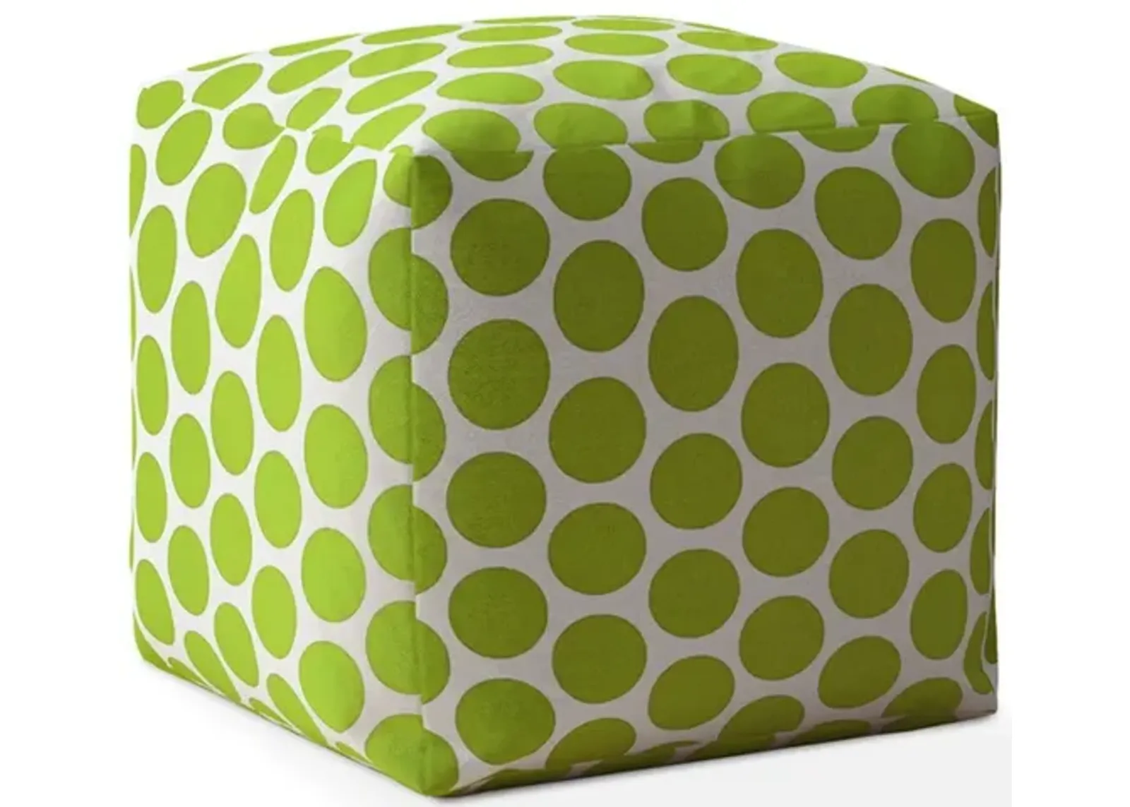 Cotton Polka Dots Pouf Cover - Green / White